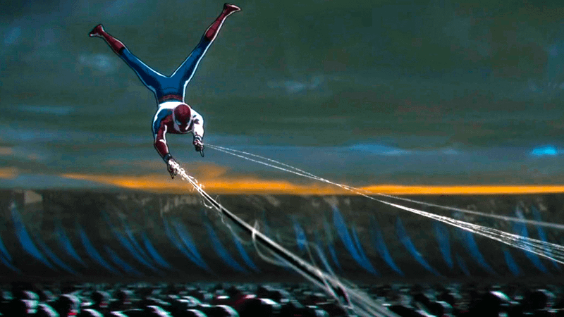 Spider-Man swinging in Marvel Zombies
