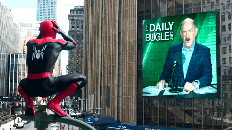 Spider-Man reacting to J. Jonah Jameson revealing his identity.