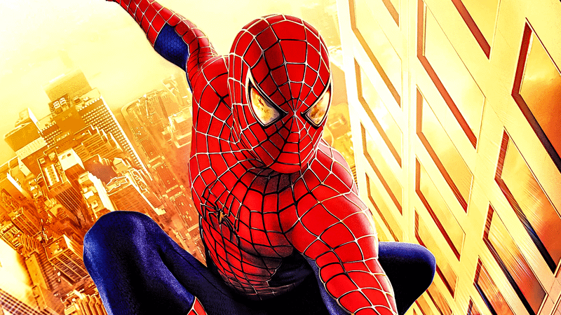 Tobey Maguire in his iconic Spider-Man suit.