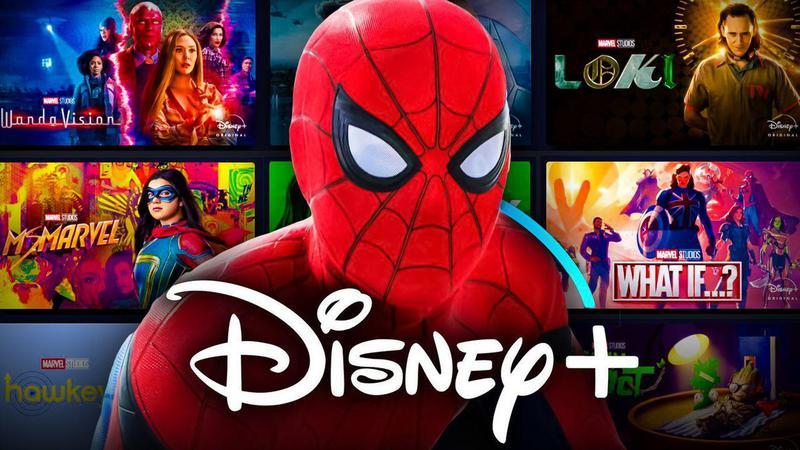 Spider-Man and MCU show posters with DIsney+ logo