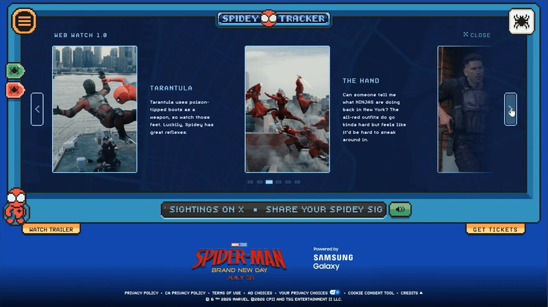 Spidey Tracker Website for Spider-Man Brand New Day