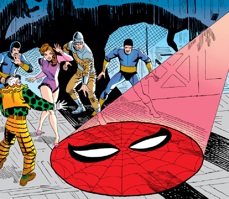 Comic cover for Amazing Spider-Man #22 showing criminals scared of the Spider-Signal.