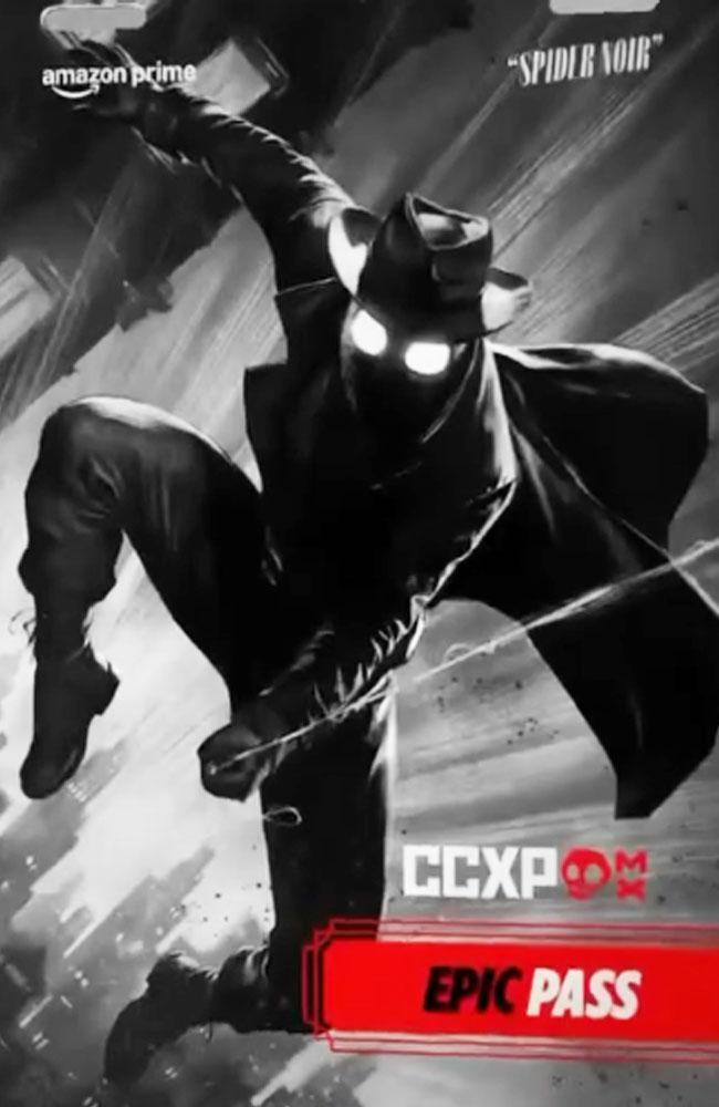 Nicolas Cage as Spider-Noir swinging poster.