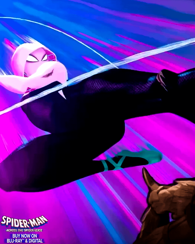 Spider-Gwen kicking Vulture through the air