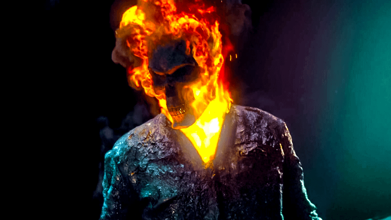 Nicolas Cage as Johnny Blaze in  from the 2011 film Ghost Rider: Spirit of Vengeance.