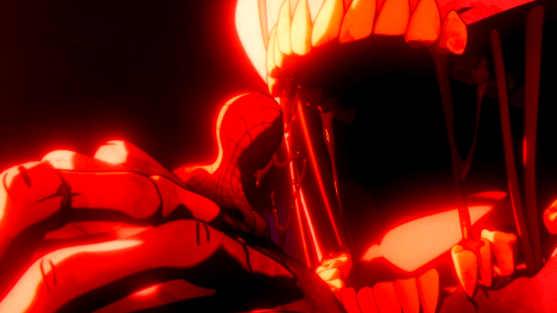 Spider-Man in the hands of a zombie Wasp in Marvel Zombies