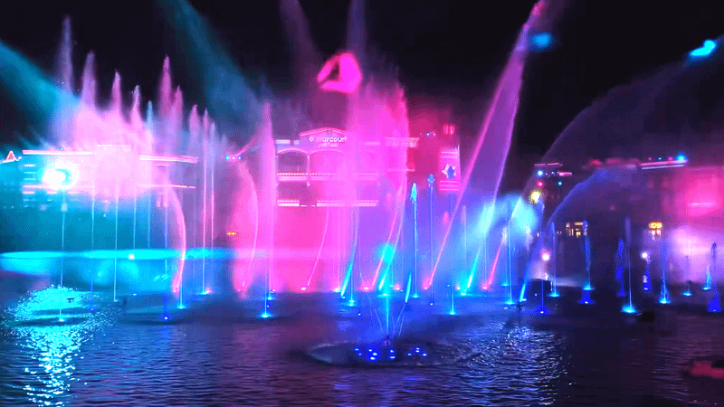 Starcourt Mall projection at the lagoon show for HHN 35.