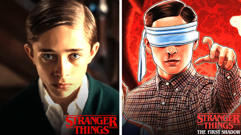 Young Henry Creel from Stranger Things on the left and Henry Creel from Stranger Things: The First Shadow on the right.