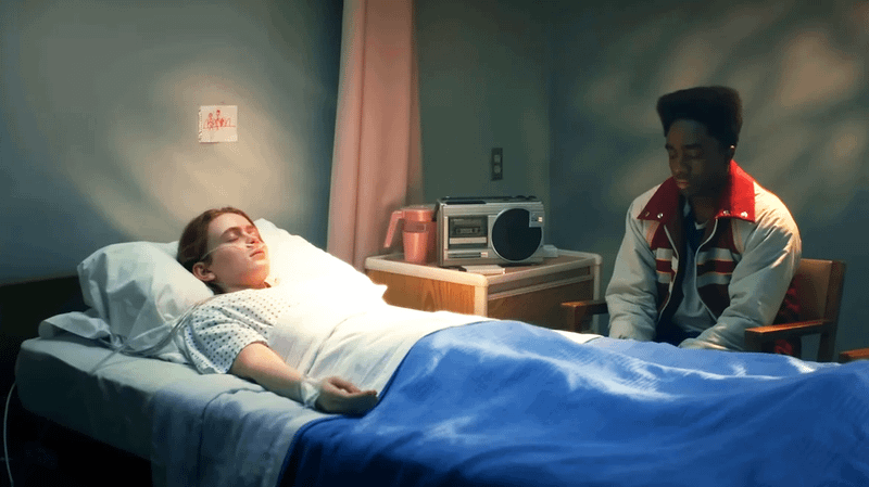 Lucas and Max in a hospital in Stranger Things 5