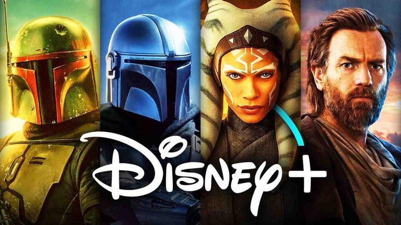 Boba Fett, Mando, Obi-Wan, Ahsoka, Disney+ logo