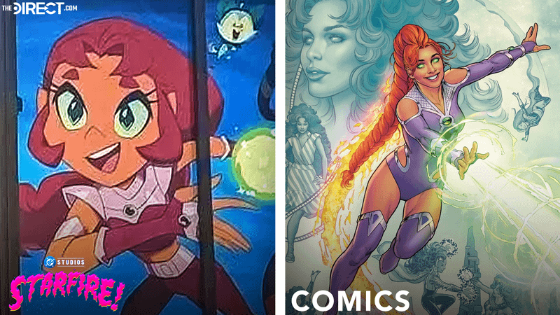 Starfire in new DC Studios cartoons alongside her comic book counterpart.