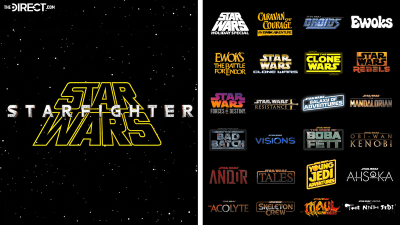 Starfighter logo alongside Star Wars Disney+ series logos.