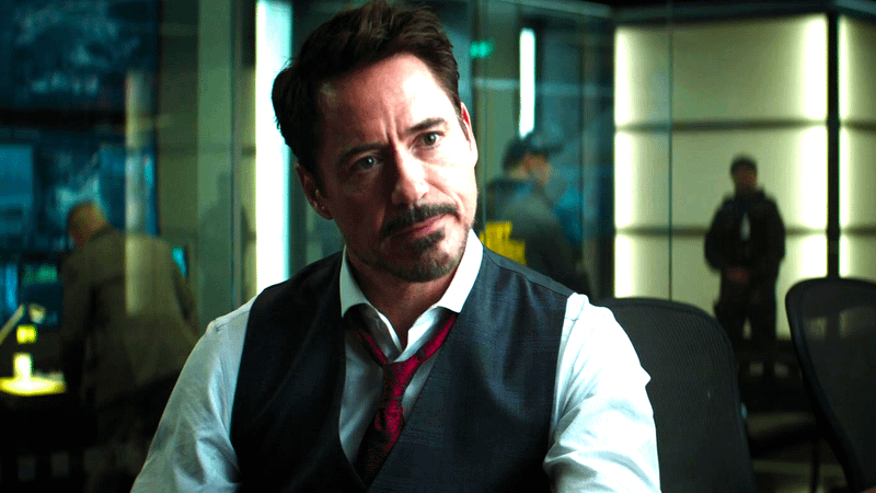 Robert Downey Jr as Tony Stark in Captain America Civil War.