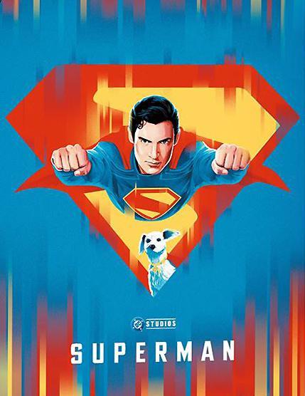 Superman flying toward the camera with Krypton on a Superman Steelbook cover