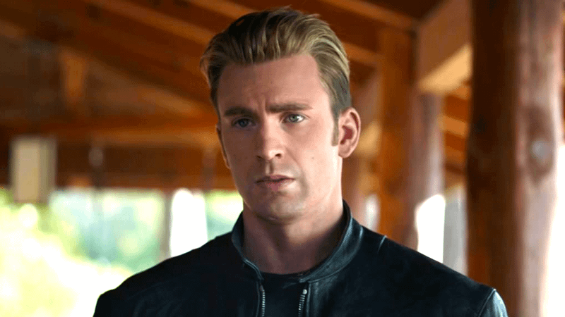 Chris Evans as Steve Rogers under a cabin overhang in Avengers: Endgame