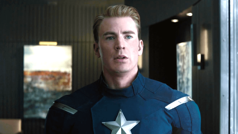 Chris Evans as Steve Rogers in his Captain America suit in Avengers: Endgame