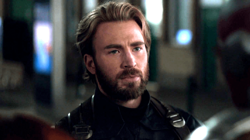 Chris Evans as Steve Rogers with a beard in Avengers: Infinity War