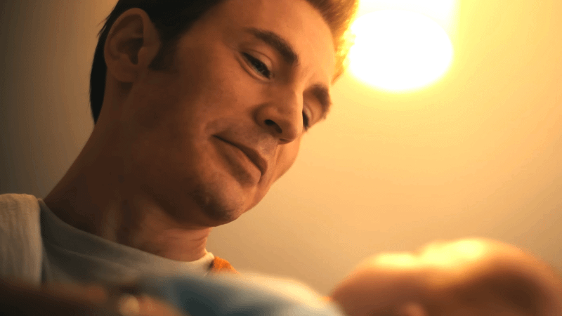 Avengers Doomsday, Chris Evans Steve Rogers holding baby.