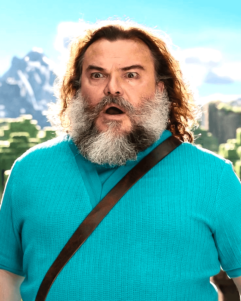 Jack Black Steve shocked in the Overworld.