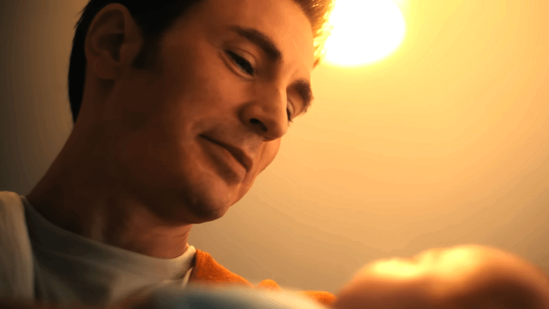 Steve Rogers looks down proudly at his child with Peggy Carter in the first Avengers: Doomsday teaser from December 2025.