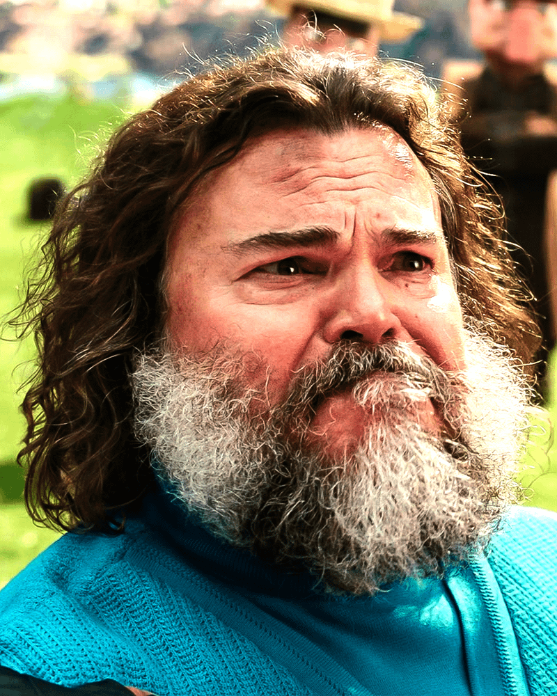 Jack Black Steve up close in Minecraft Movie.