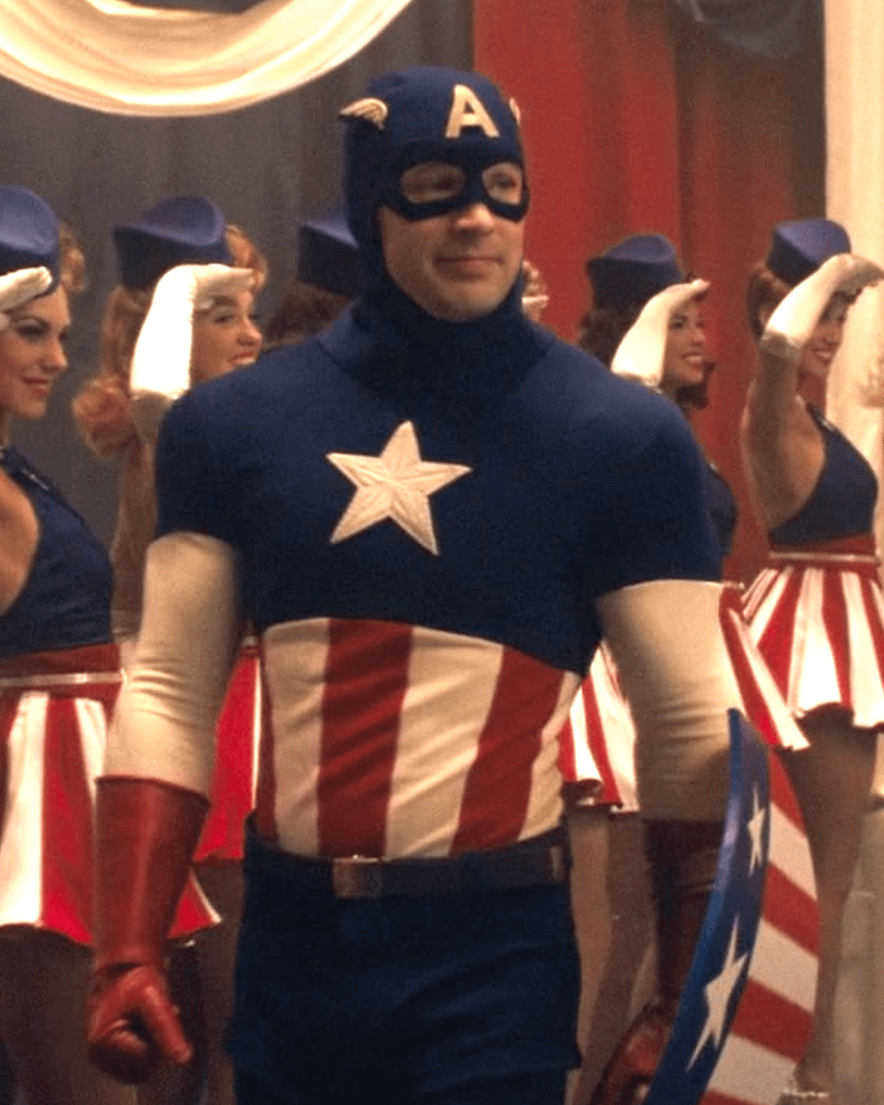 Captain America with wooden shield in Captain America: The First Avenger.