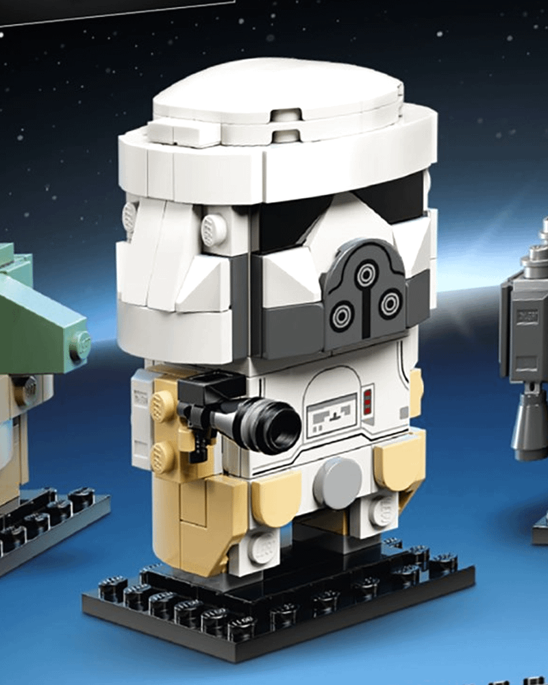 The Brick Headz version of the Imperial Remnant Snowtrooper.