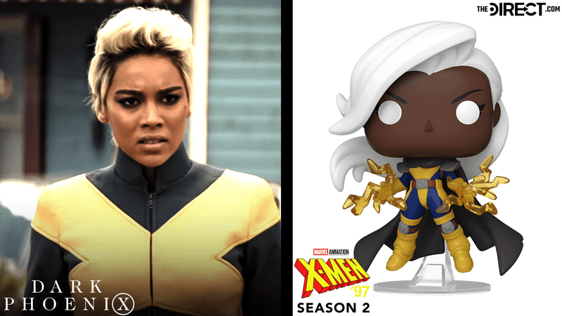 Storm in Dark Phoenix film alongside Funko Pop! figure.