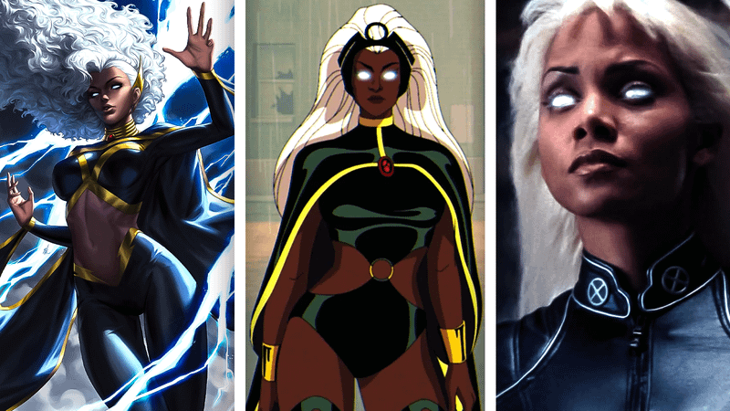 Storm in Marvel Comics, Storm in 'X-Men '97,' Halle Berry as Storm in 'X-Men' movies.