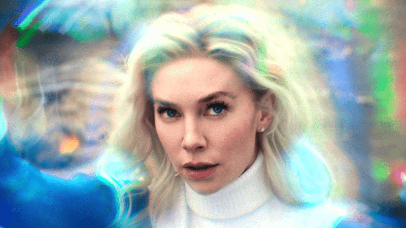 Vanessa Kirby as Sue Storm creating a forcefield in The Fantastic Four: First Steps