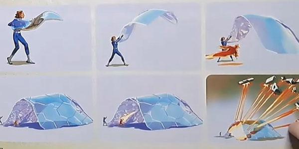 The Fantastic Four First Steps, Sue and Johnny superpowers team up concept art