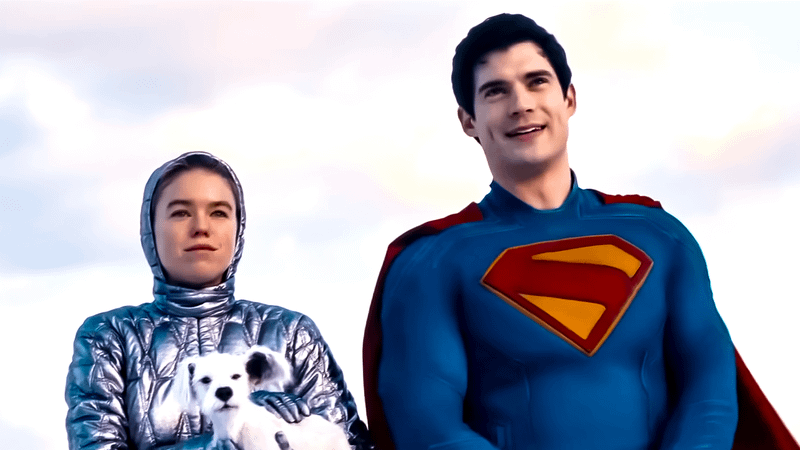Supergirl and Superman and Krypto.