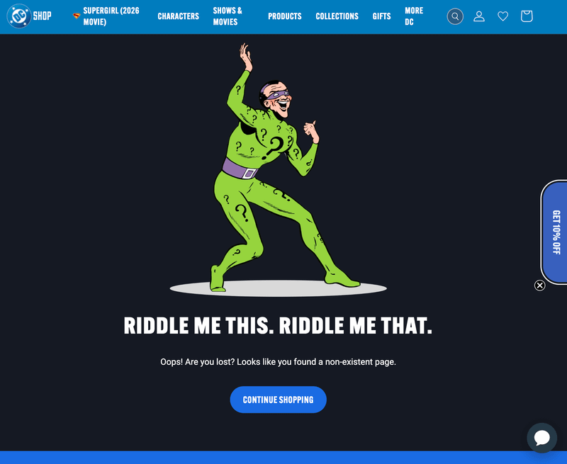 The official DC online store page is now returning a 404 error.
