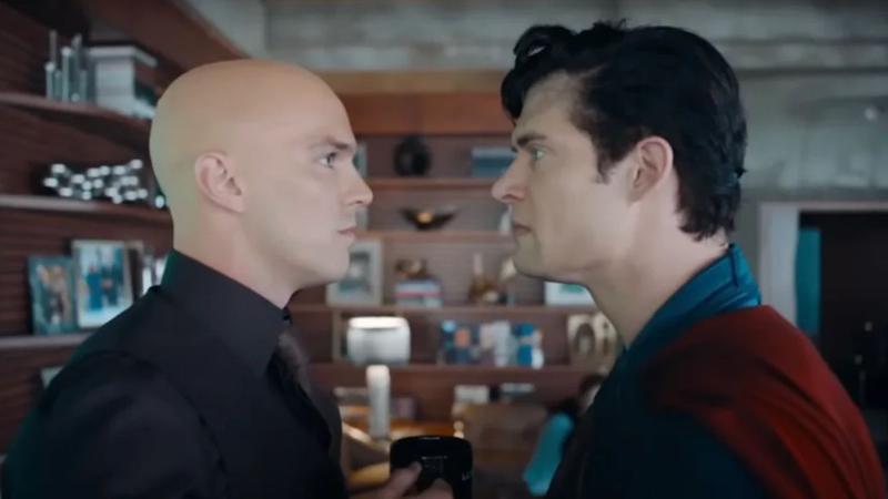 Lex Luthor and Clark Kent squaring off in Superman.