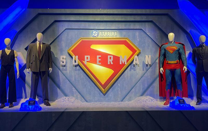 Superman Exhibit at Warner Bros. Studio Tour with costumes for Clark Kent, Lois Lane, Superman, and Lex Luthor