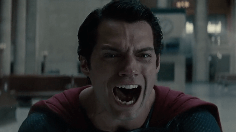 Superman yelling out in anguish at the end of Man of Steel.