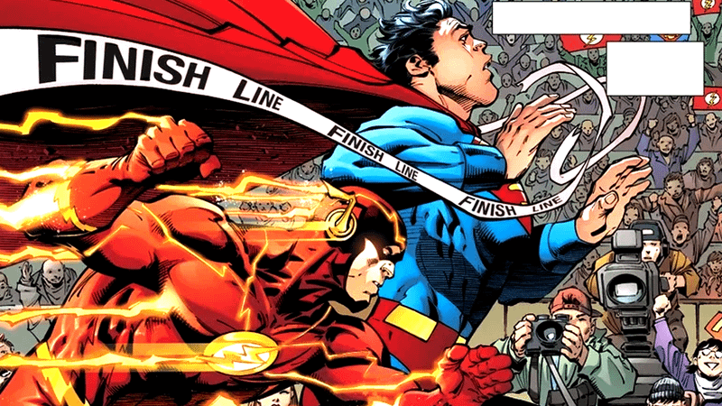 Superman and The Flash in a race.