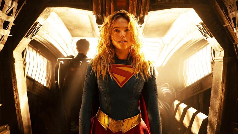 Milly Alcock wearing Supergirl costume as Kara Zor-El in 'Supergirl.'