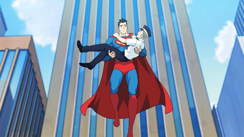 Superman rescuing a pilot in 'My Adventures With Superman.'
