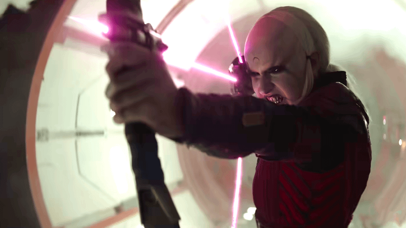 One of the witches of Dathomir shooting a magical bow.