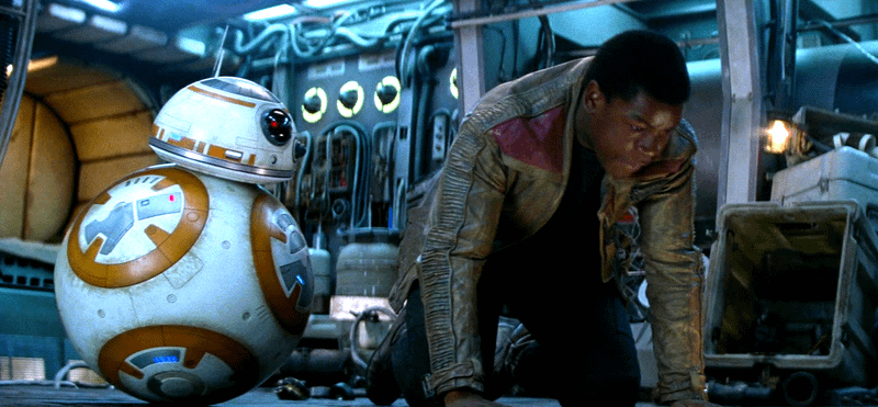 BB-8 and Finn in Star Wars: The Force Awakens