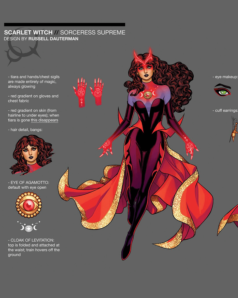 A deeper look at the Scarlet Witch's new Marvel costume