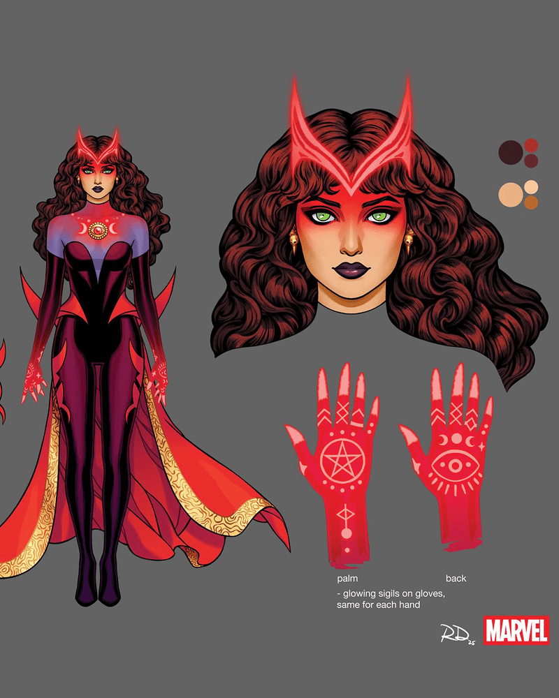 Marvel Comics' new Scarlet Witch costume and her hands