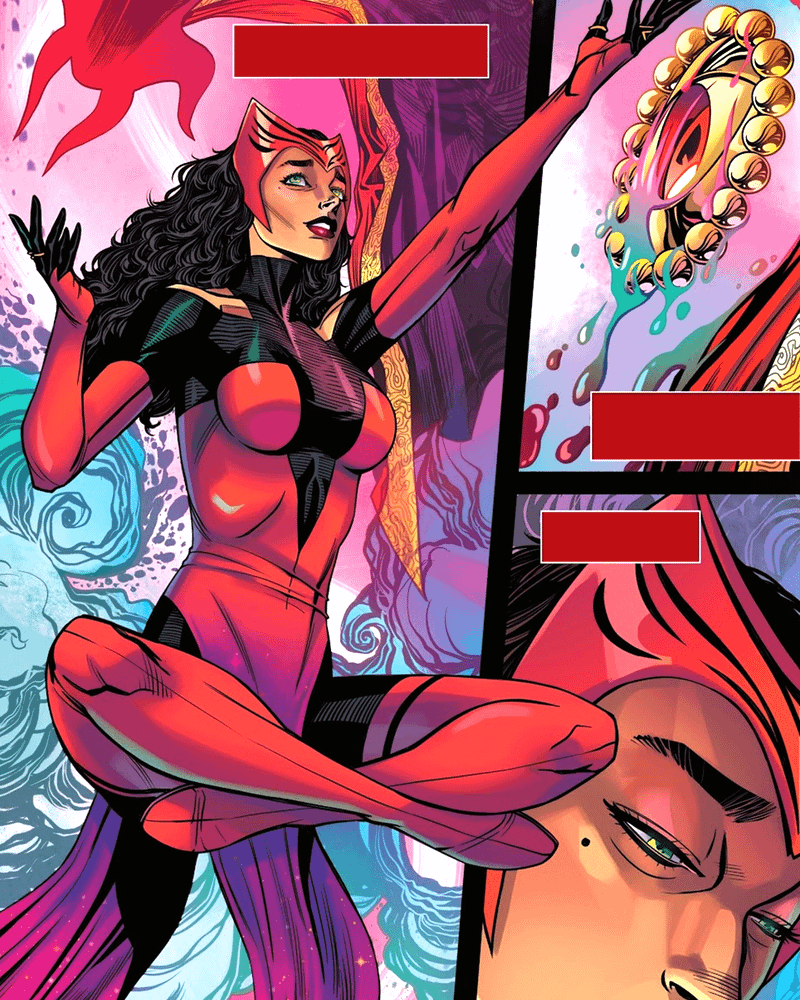 Scarlet Witch reaching to the Eye of Agamotto in Sorcerer Supreme #1