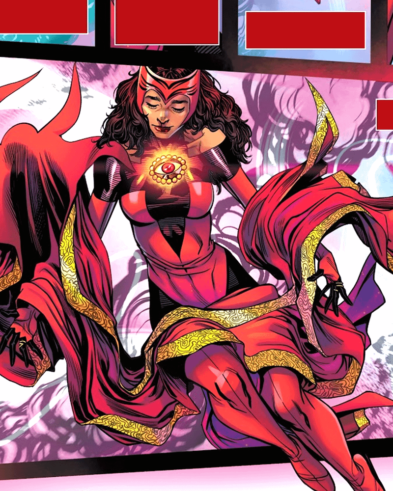 Scarlet Witch holding the Cloak of Levitation in Sorcerer Supreme #1