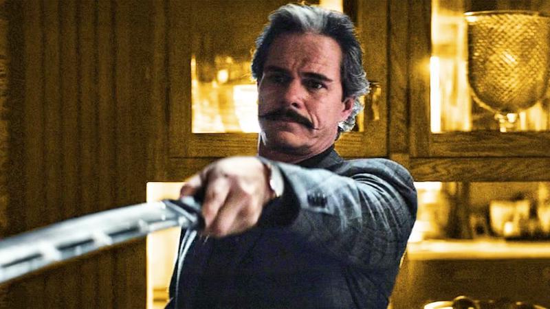 Swordsman pointing a sword in Daredevil: Born Again.