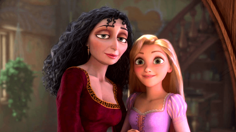 Mother Gothel and Rapunzel in Tangled