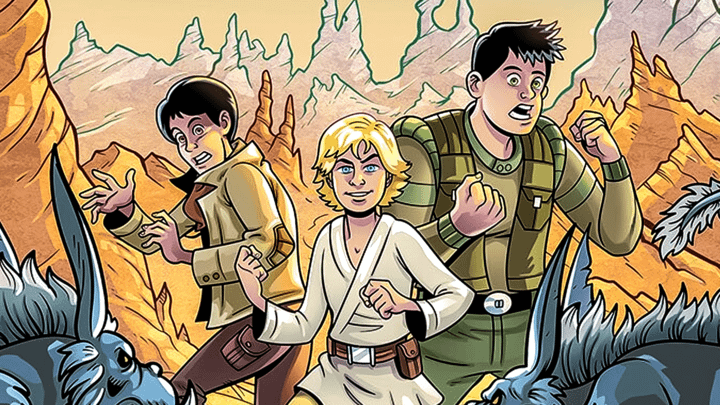 Biggs, Luke Skywalker, and Tank in Tales from the Outer Rim: The Legend of Beggar's Canyon.