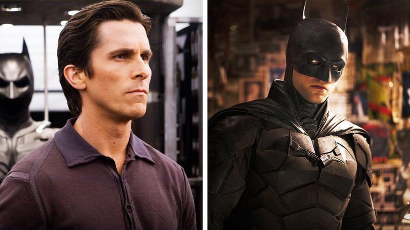 Christian Bale as Bruce Wayne in 'The Dark Knight,' Robert Pattinson as Batman in 'The Batman.'