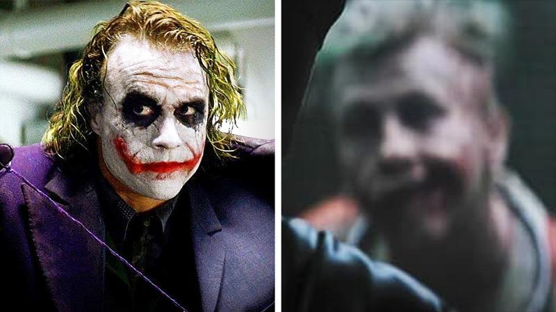 Heath Ledger as the Joker in 'The Dark Knight,' Barry Keoghan as the Joker in a deleted scene from 'The Batman.'